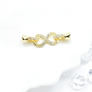 Infinity-Verschluss für Perlenketten mit Goldfinish und glitzernden Zirkonia
