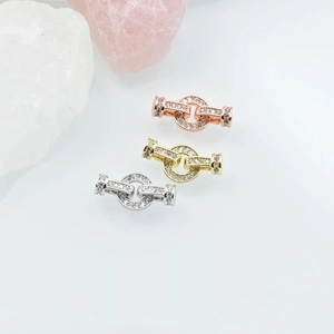 Three-color pave crystal round jewelry clasps for DIY pearl necklace connections