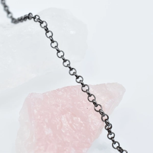 Dark grey stainless steel O-chain for DIY necklaces and bracelet extensions