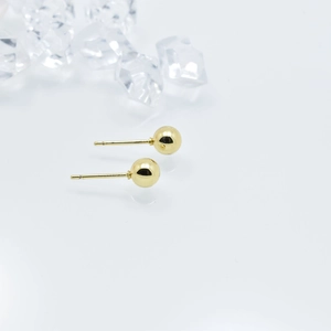 Boucles d'oreilles boules dorées minimalistes en acier inoxydable poli de qualité