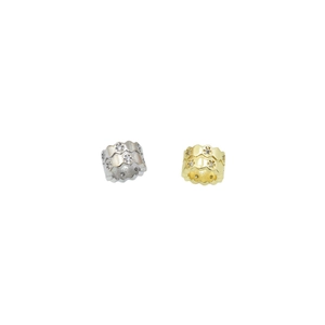 DIY wavy cylinder spacer beads in gold and silver finish with sparkling crystal inlay