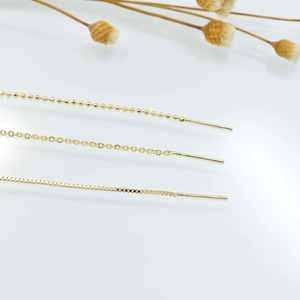 Three types of gold plated adjustable necklace chains with needles for DIY jewelry making