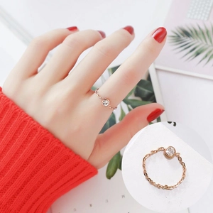 Eleganter 18k Roségold-Kettenring mit funkelndem rundem Zirkon-Solitär für Frauen