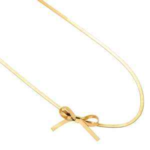 Collier ras du cou élégant en chaîne serpent dorée avec nœud papillon en titane