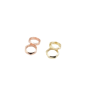 Gold and rose gold hexagonal faceted metal connector rings for DIY jewelry making