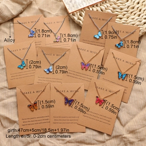 Bohemian colorful alloy butterfly pendant necklaces set with adjustable chain length