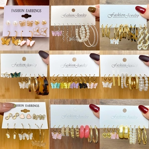 Women Butterfly Earring Collection Alloy Acrylic Faux Artificial Pearl Heart Snake Infinity Stud Hoop Fashion Jewelry Accessories