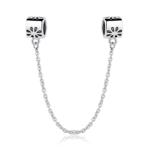 Catena di sicurezza in argento con ciondoli a fiori cavi per bracciale fai-da-te