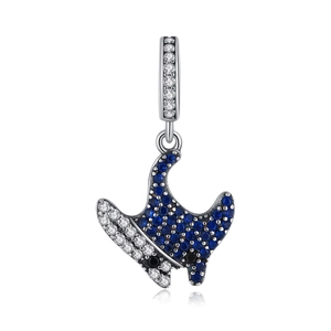 Funkelnder S925 Silber Manta Rochen Anhänger mit blauen und weißen Zirkonsteinen