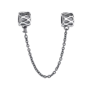 Detailsicht der silbernen Sicherheitskette mit Unendlichkeitssymbol für DIY-Armbänder