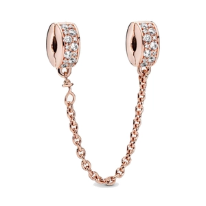 Catena di sicurezza in oro rosa con pietre di zircone per bracciale gioielli fai da te