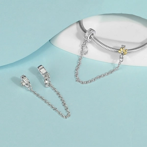 Detaillierte S925 Silber Sicherheitskette für Armbänder mit Family Gravur und Goldblättern
