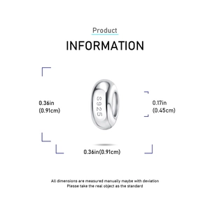 Detail showing S925 sterling silver charm bead dimensions and engraved hallmark