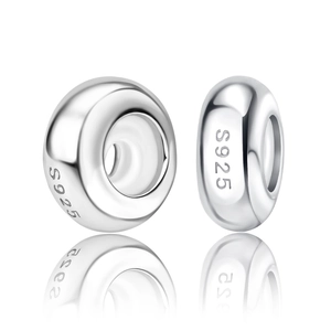 Detail of 925 sterling silver spacer beads with S925 hallmark for jewelry making