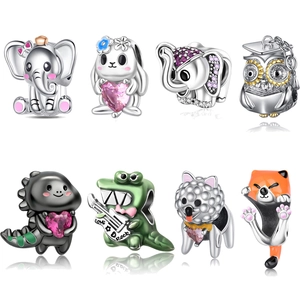 Cartoon Tier Kupfer Galvanisierter Anhänger DIY Schmuckzubehör Emaille Elefant Fuchs Eule Krokodil Dinosaurier Hund Anhänger