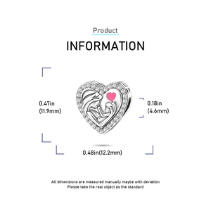 Especificaciones de tamaño para dije de corazón con madre e hijo y detalle rosa