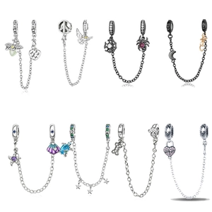Colgante de Cadena de Seguridad de Cobre Para Pulsera DIY Diamantes de Imitación Animal Luciérnaga Tortuga Marina Paloma de la Paz Estrella de Mar Candado de Corazón Joyería Charm