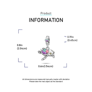 Detailed view of sea turtle charm with purple enamel shell and pink starfish detail