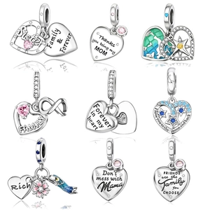 Pendentif Cœur en Cuivre Mode Charm avec Strass Incrusté Accessoires de Bijoux DIY pour Bracelet Collier Cadeau Famille Femme