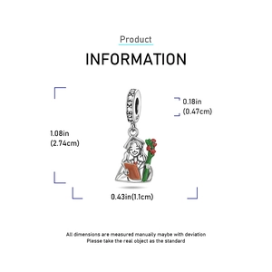 Detailed view of silver graduation girl charm showing precise dimensions and S925 engraving