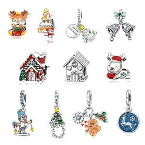 Christmas Charms Pendants Copper Enamel Reindeer Tree Snowman Bell For DIY Bracelet Necklace Jewelry Making Festive Gift