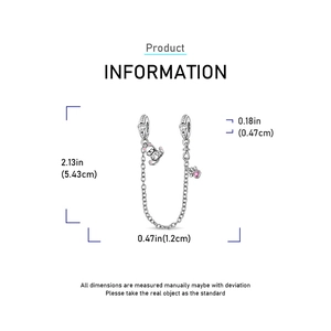 Sicherheitskette aus Silber mit Katzenanhänger und rosa Pfote für DIY Armbänder