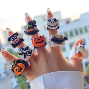 Anello in Resina di Halloween Zucca Fantasma Pipistrello Esagerato Estroso Chunky Anello da Dito per Halloween Festival Festa Gioielli Regalo