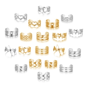 20er Set Vintage-Zehenringe mit Stern Mond Schlangenmuster und geometrischen Designs für Damen