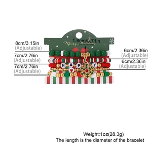 Juego de 5 pulseras navideñas hechas a mano con copos de nieve y campanas festivas