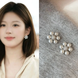 Boucles D'oreilles Puces Fleur En Künstliche Perle Avec Tige En Argent Sterling 925 Incrustation De Zircon Bijoux De Mode Élégants Pour Femmes