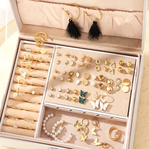 Dames Mode Legering Kunstparel Sieraden Hart Vlinder Halsketting Oorbellen Ring Armband Accessoires Voor Feest Bruiloft Jubileum