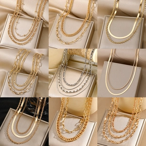 Parure de Colliers Superposés pour Femmes en Alliage Électroplaqué Or Argent Chaîne Serpent Torsadée Bijoux de Mode