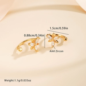 Elegant gold flower zircon earrings for women featuring AAA+ clear crystal petal design