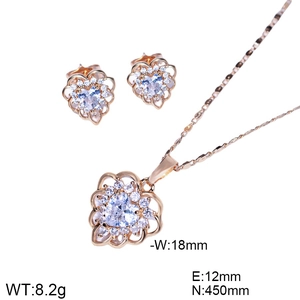 Elegant heart jewelry set with gold pendant necklace and matching stud earrings for women