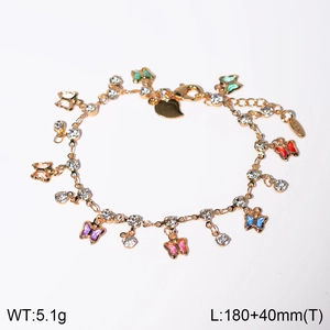 Détail du bracelet papillon plaqué or avec zircons colorés et spécifications de poids