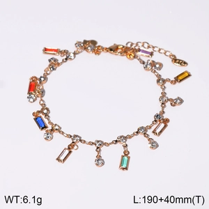 Bracelet arc-en-ciel plaqué or avec zircons multicolores et fermoir mousqueton réglable