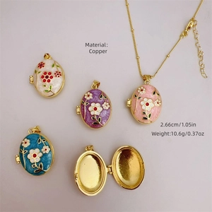 Medaglioni vintage in rame smaltato placcato oro 18K in quattro colori con dimensioni