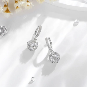 Elegant 14k gold plated copper hoop earrings with sparkling cubic zirconia sphere charms