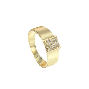 Klassieke 14K vergulde koperen ring met vierkante pavé gezette zirkoon voor dames