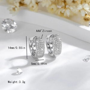 Sparkling geometric zircon hoop earrings in 14K gold plating with 14mm height