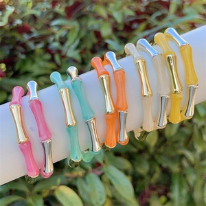 Bracciale in Resina Fashion a Nodi di Bambù per Donna Giunzioni in Metallo Bracciale Elastico Regolabile Gioielli Regalo San Valentino