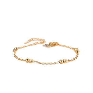 Pulsera de cadena fina con cuentas doradas minimalista con extensión ajustable