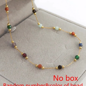 Tobillera de acero inoxidable dorado resistente al agua con piedras naturales de colores