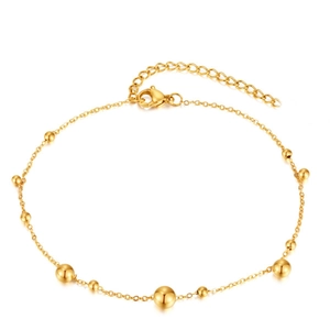 Eleganter Fußkettchen aus goldenem Edelstahl mit Perlen und Karabinerverschluss