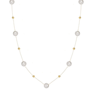 Elegante goldene Halskette mit künstlichen Perlen und kleinen Goldperlen für Damen im Set
