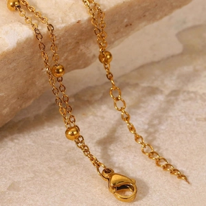 Böhmisches Goldperlen-Fußkettchen für Damen mit Edelstahlkette und Karabinerverschluss