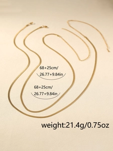 Detail of gold snake chain waist belt with length 68+25cm and weight 21.4g specifications