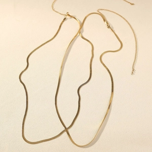 Bohemian gold stainless steel flat snake bone waist chain set with lobster clasp for women