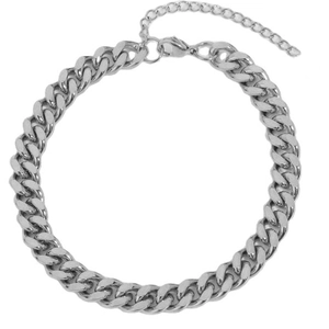 Cavigliera chic in acciaio inossidabile argento con chiusura a moschettone regolabile
