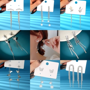 Elegant Copper Butterfly Tassel Earrings For Women With Zirconia Inlay Artificial Pearl Long Drop Dangle Earrings